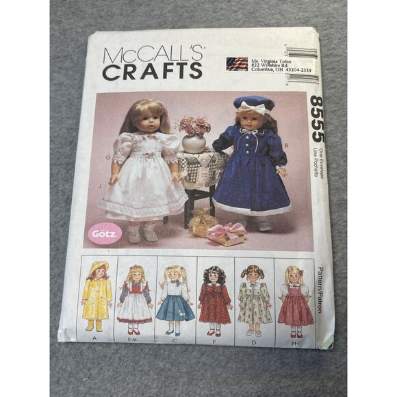 McCalls Crafts Doll Clothes Sewing Uncut Pattern 8555 for 18" Dolls 1996 - Picture 1 of 5